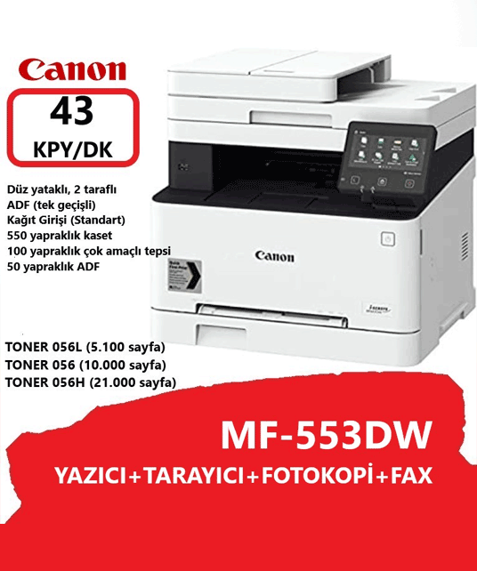 Canon i-SENSYS MF553 Siyah Beyaz Yazıcı, Fotokopi