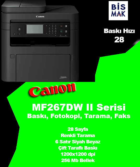 Canon i-SENSYS MF267dw II Siyah Beyaz Yazıcı